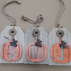 Monogram Pumpkin Wood Door Hanger Decor New